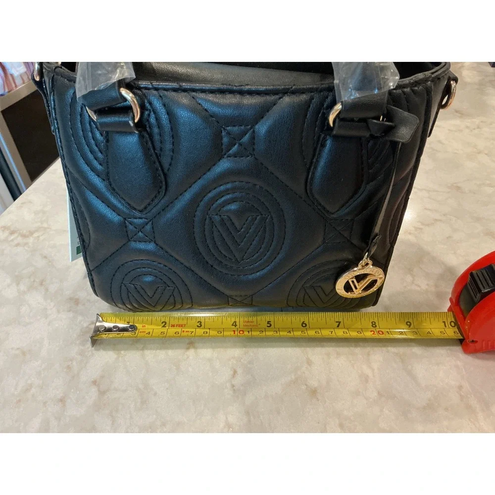 VALENTINO ORLANDI‎ Black Quilted Satchel Top Handle Crossbody Purse New V-2012 - Picture 6 of 8